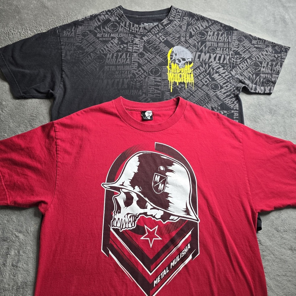 Metal Mulisha Graphic T-Shirt Lot of 2 Mens XL Red Black Short Sleeve